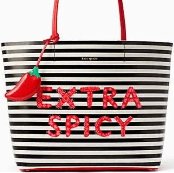 kate spade Handbags - KATE SPADE NEW YORK BLACK WHITE RED TOTE  STRIPES NWOT